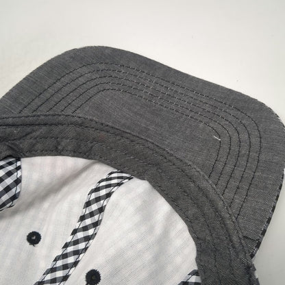 Baseball Cap Black White OSFM Gingham Check Strapback Unstructured Casual Hat