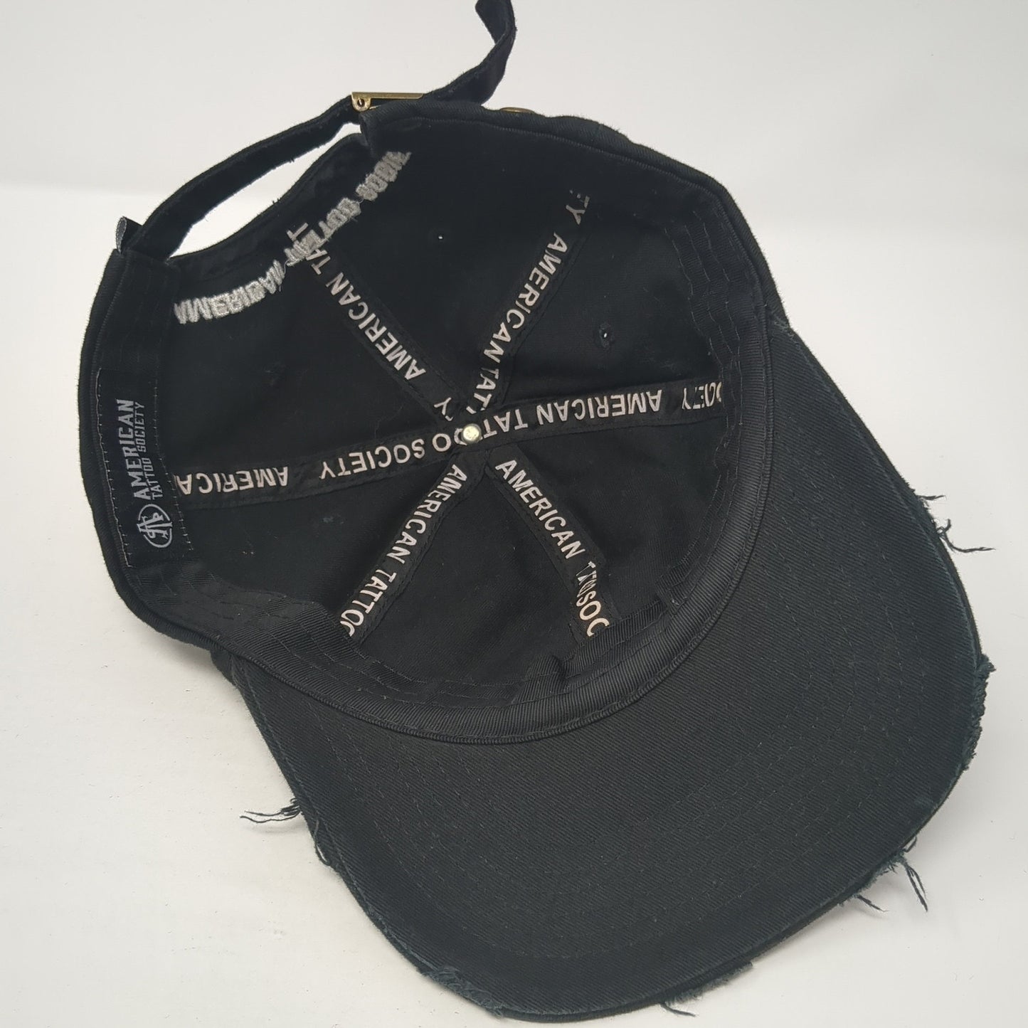 American Tattoo Society Slideback Hat Black One Size Solid Distressed