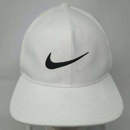 Nike Snapback Hat White One Size Perforated Swoosh Pro Dri-Fit Golf Sports