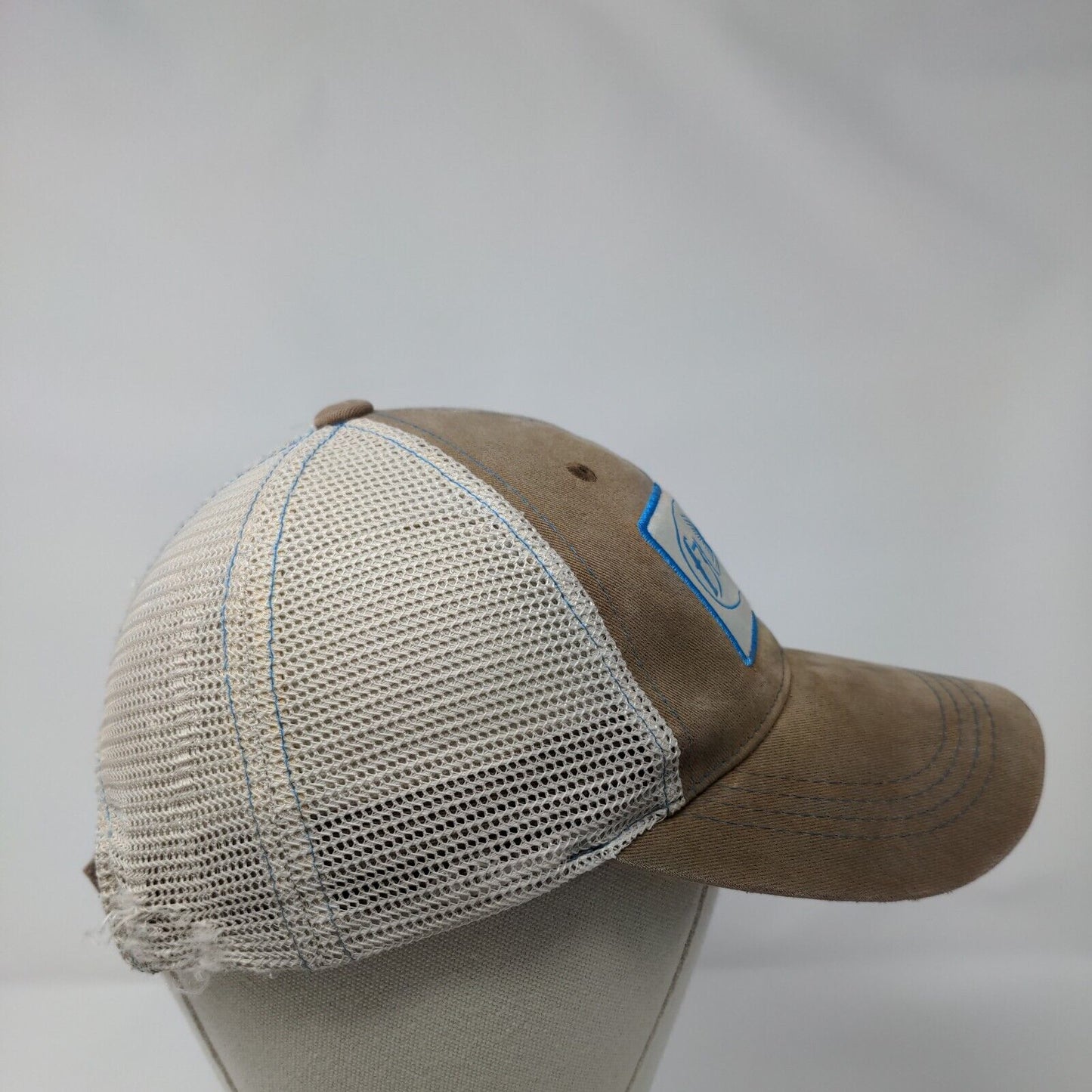F3T Fish Strapback Mesh Back Trucker Hat Tan One Size Costa Del Mar