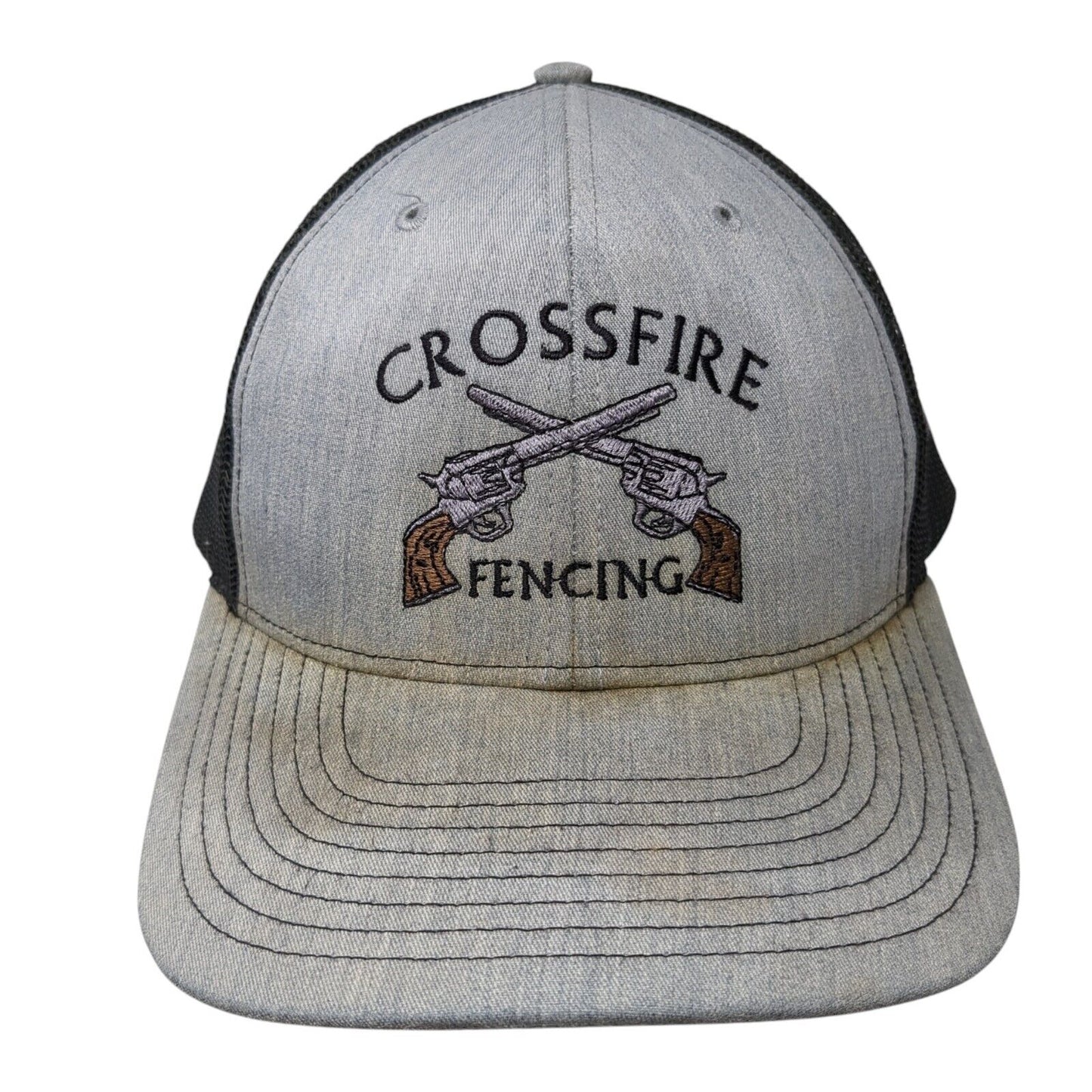 Crossfire Fencing Snapback Trucker Hat Gray OS Adjustable Mesh Back Richardson
