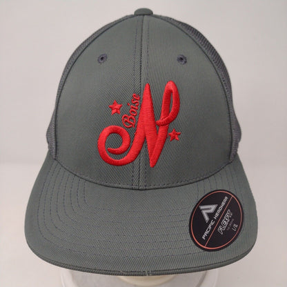 N Boise Fitted Mesh Back Trucker Hat Gray 7 3/8-8 Pacific Headwear