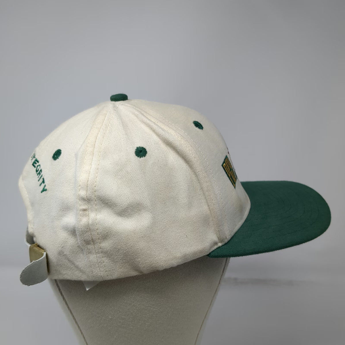 Baseball Cap White Green One Size Promise Keepers Integrity Slideback Cotton Hat