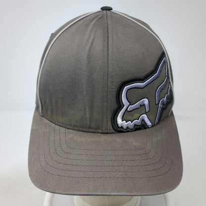 Fox Racing Baseball Cap Gray M Fitted Flexfit Embroidered Head Logo Athletic Hat
