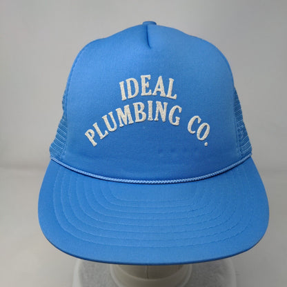Ideal Plumbing Co. Snapback Rope Trucker Hat Blue One Size Mesh Back