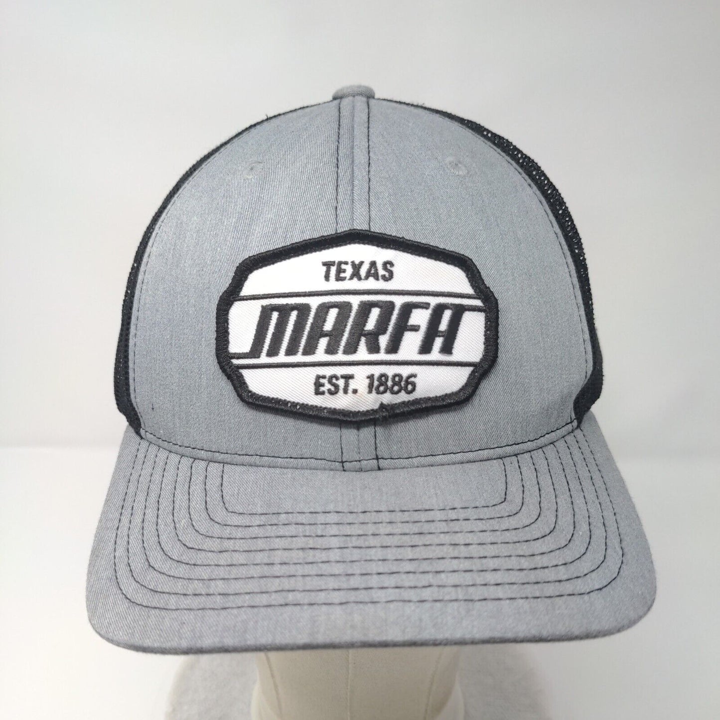 Texas Marfa Est. 1886 Snapback Trucker Hat Gray OS Adjustable Mesh Richardson