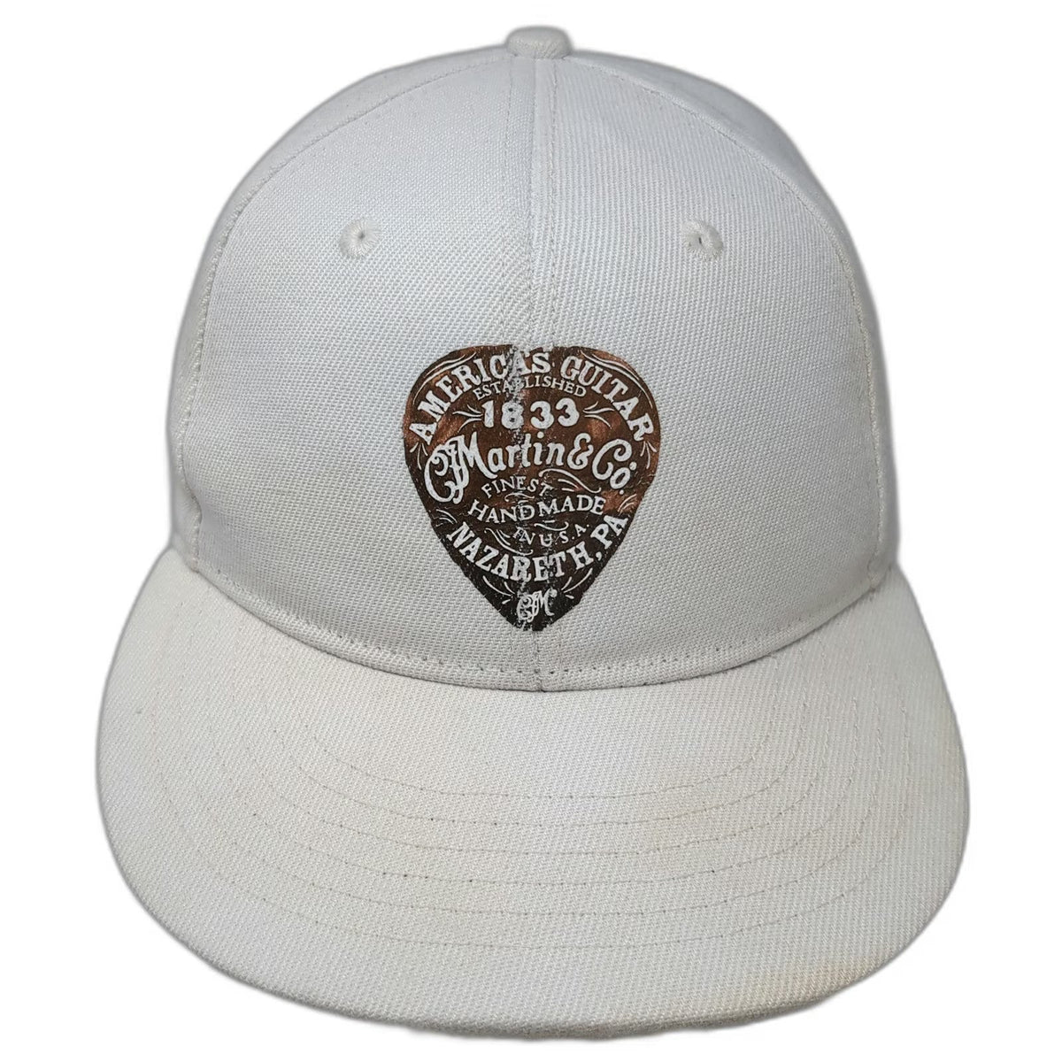 THREE IN Snapback Hat White One Size Martin Guitar Nazareth PA Flat Brim Pick