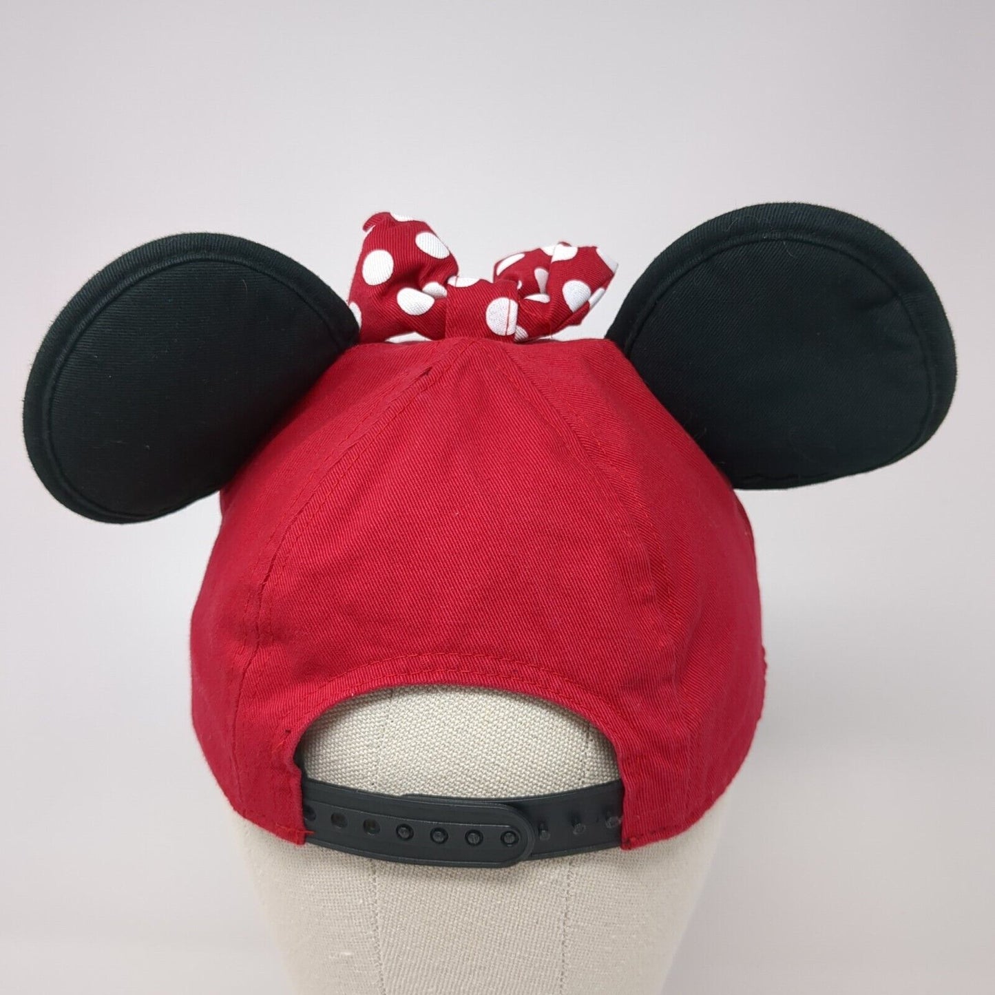 Minnie Mouse Ears Snapback Hat Red One Size Adjustable Embroidered Disney