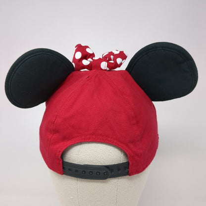 Minnie Mouse Ears Snapback Hat Red One Size Adjustable Embroidered Disney