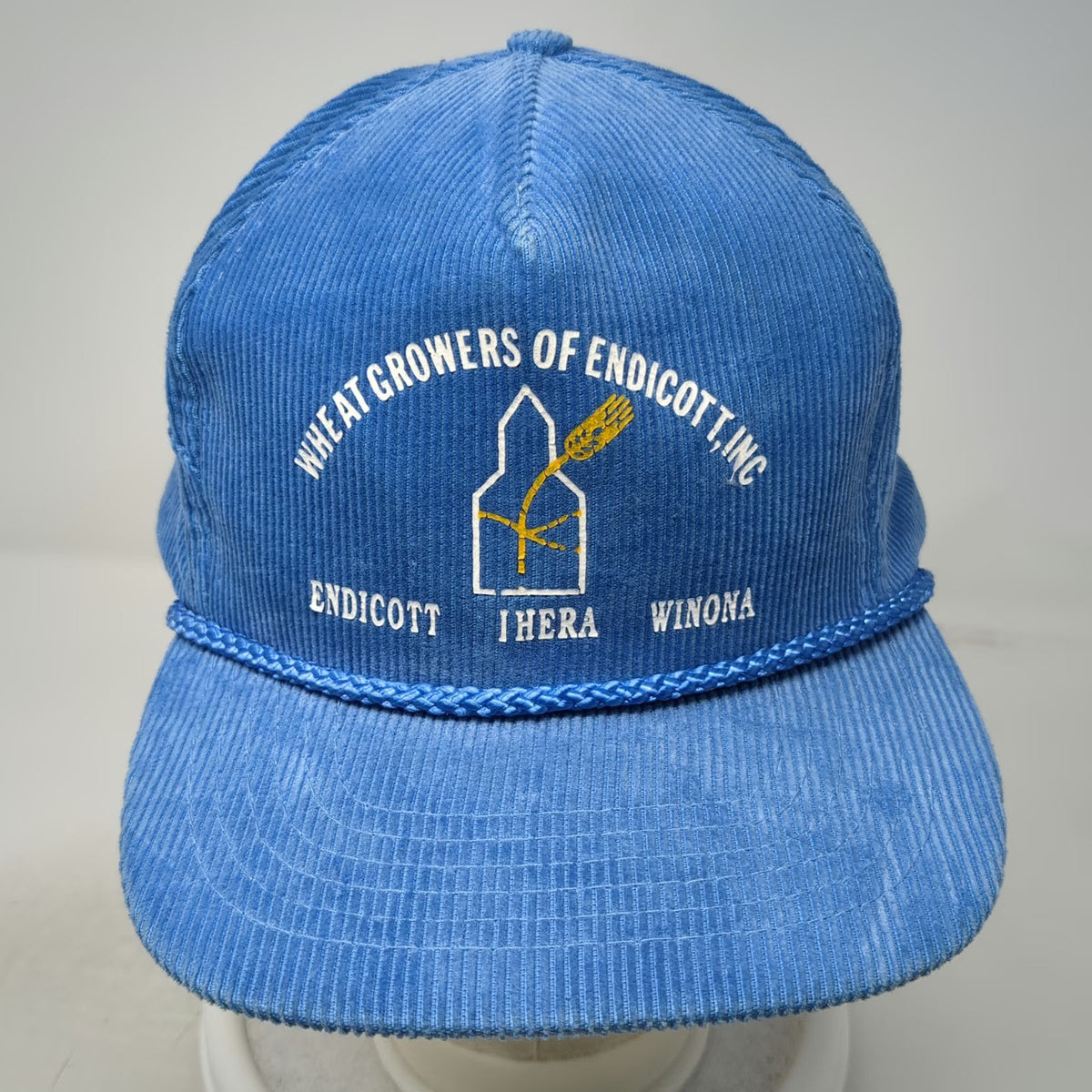 Otto 5 Panel Blue One Size Corduroy Wheat Growers Endicott Snapback Rope Hat