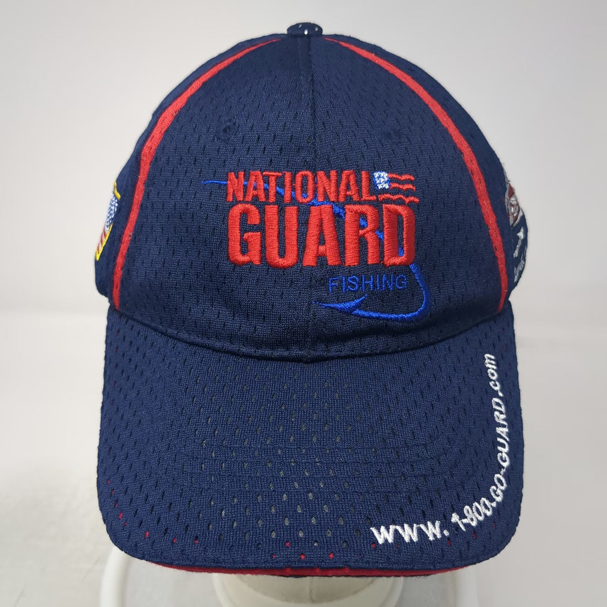Blue One Size Baseball Cap Hat National Guard Fishing FLW Mesh Strapback Red