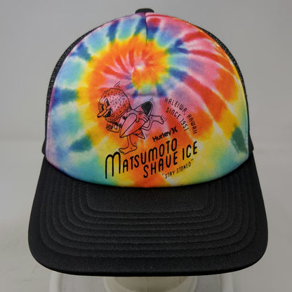 Hurley Matsumoto Shave Ice Surf Tie Dye Trucker Hat One Size Black Mesh Snapback