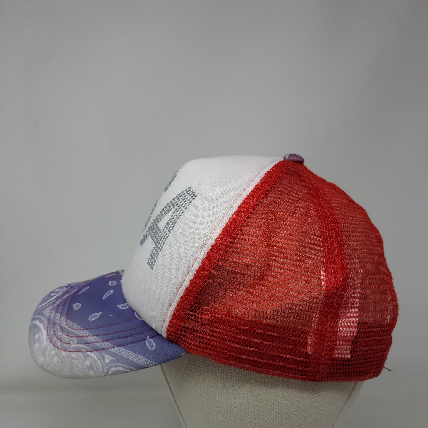 USA Bling Snapback Mesh Back Trucker Hat Multi OSFM Paisley Rhinestone