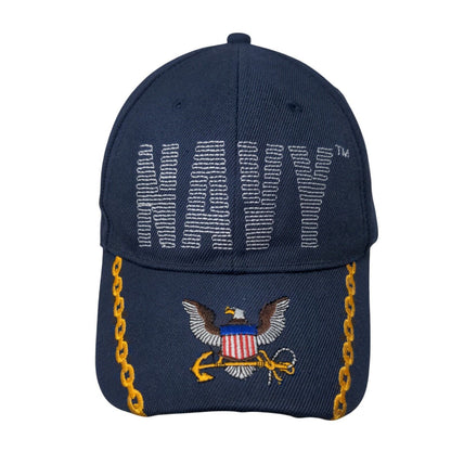 US Navy Eagle Strapback Hat Blue One Size Adjustable Embroidered 6 Panel