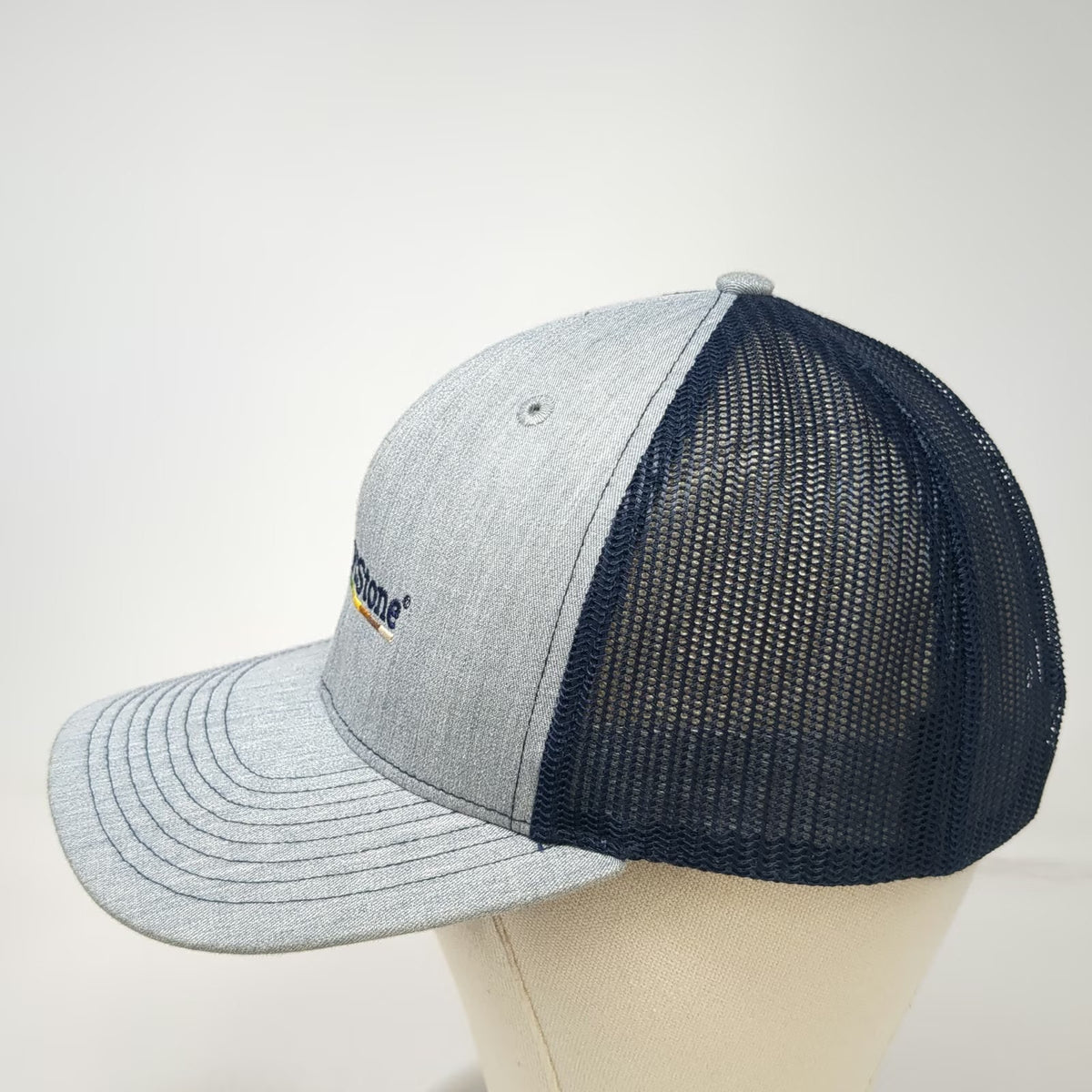 Richardson Trucker Hat Gray Blue One Size INTL FCStone Mesh Back Snapback