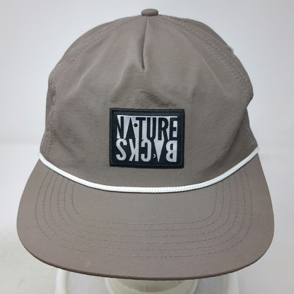 Nature Backs 5 Panel Gray Hat One Size Rope Patch Lightweight Outdoor Strapback