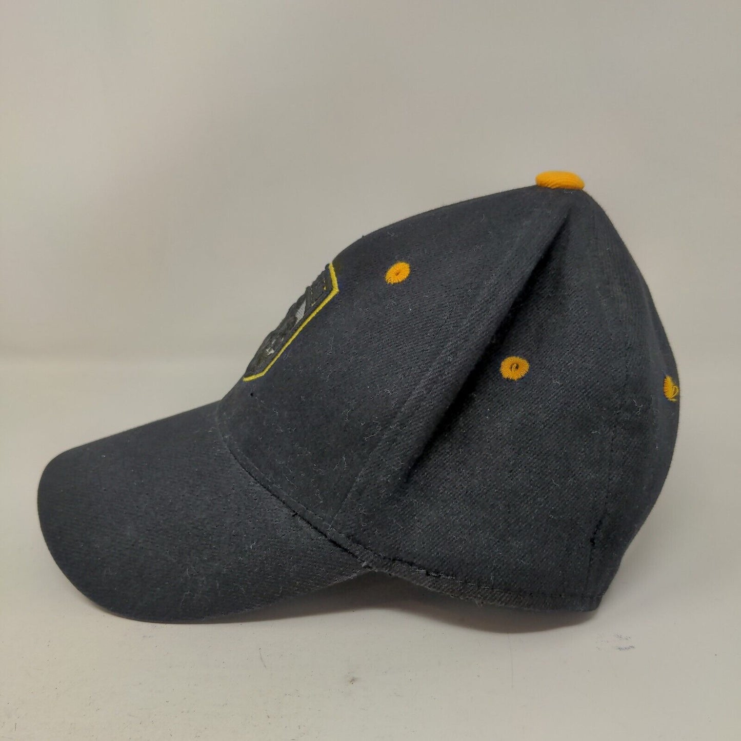Top of the World Men's Fitted Hat Black Embroidered The Crew Logo Cotton Blend