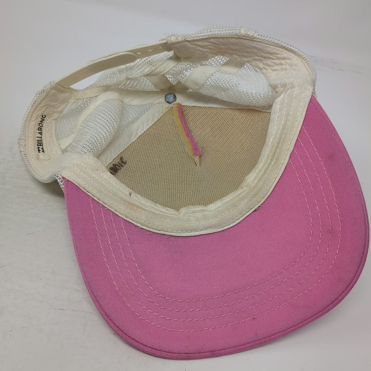 Billabong Trucker Hat Pink White One Size Mesh Snapback Surf Wave Logo Beach
