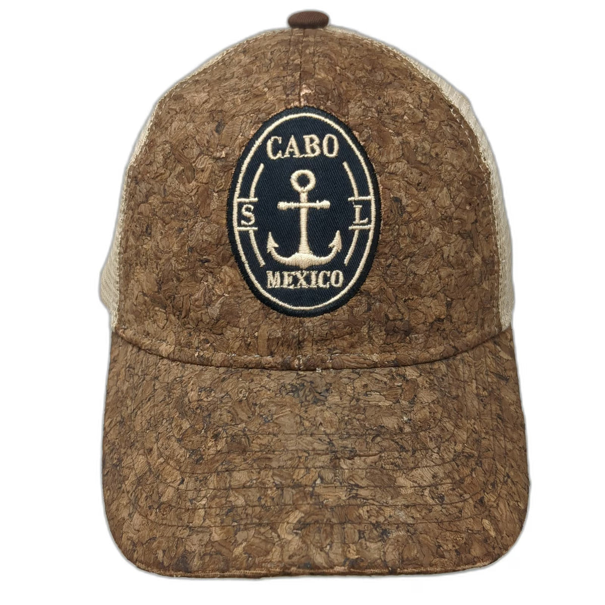 Invasion Trucker Hat Brown One Size Cork Cabo Mexico Anchor Patch Nautical Cap