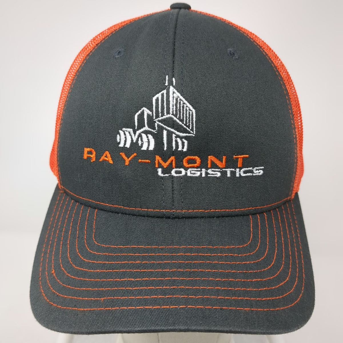 Richardson Trucker Hat Gray Orange One Size Mesh Snapback Ray-Mont Logistics