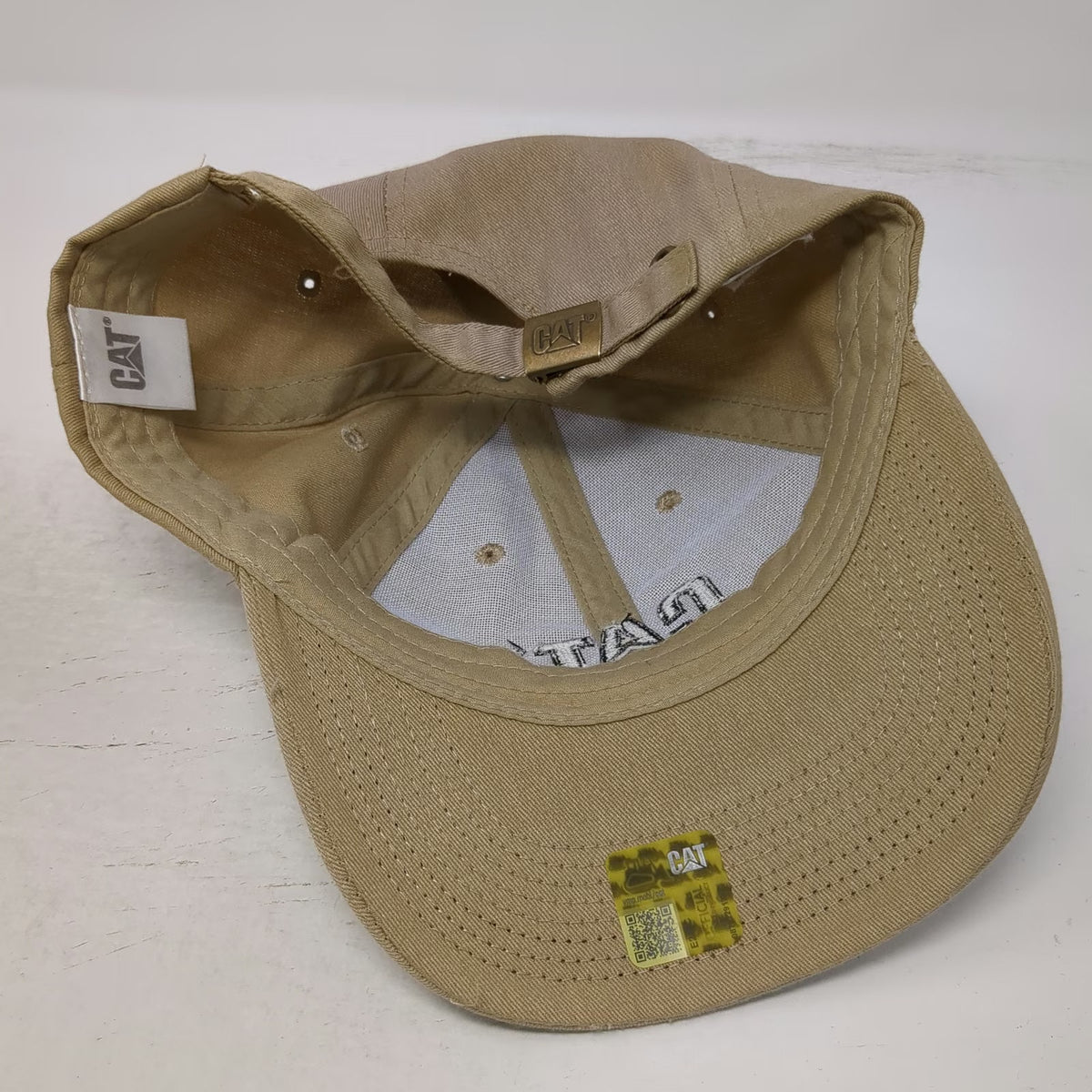 Caterpillar Baseball Cap Beige One Size Slideback Embroidered Logo Workwear Hat