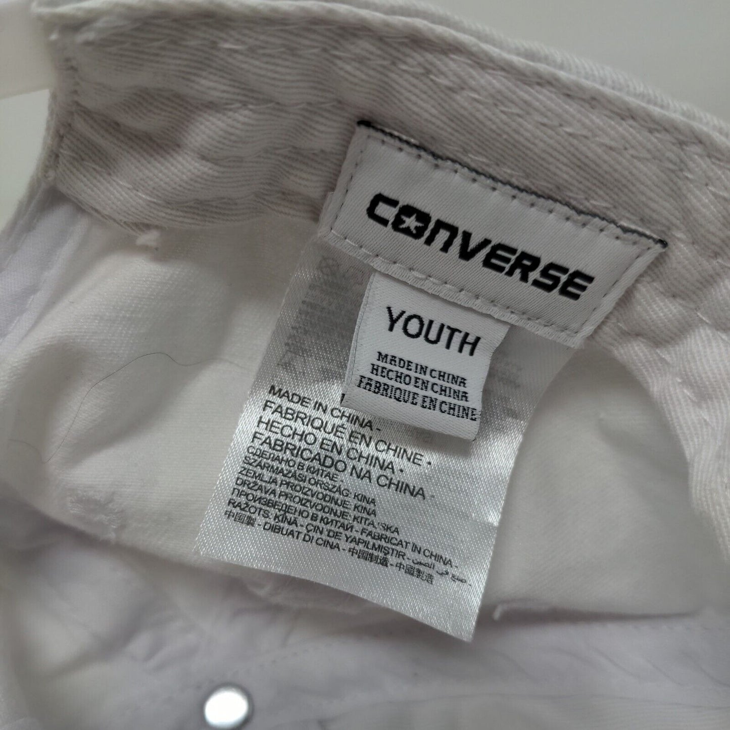 Converse Boy's Snapback Hat White Adjustable Embroidered Shoe Logo