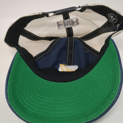 47 Brand Trucker Hat Blue OSFM FNB Yellow Logo Green Underbrim Contrast Stitch