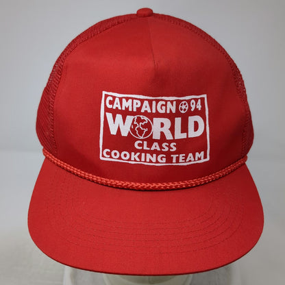 Campaign 94 World Class Cooking Team Red Trucker Hat One Size Snapback Rope Mesh