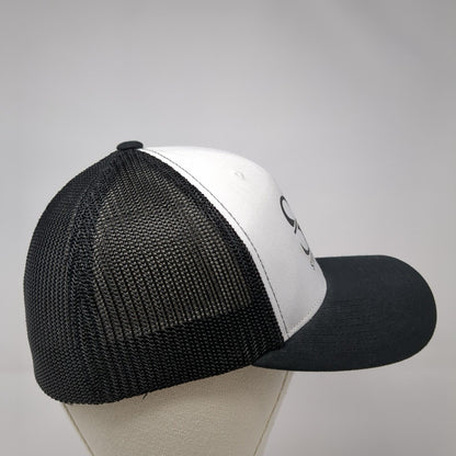 Steady Rush Fitted Trucker Hat Black One Size Mesh Flexfit 6 Panel Yupoong