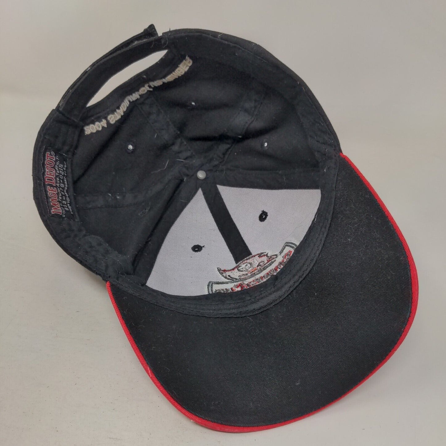 Tampa Bay Buccaneers Strapback Hat Black Red Stadium Club Logo NFL Embroidered