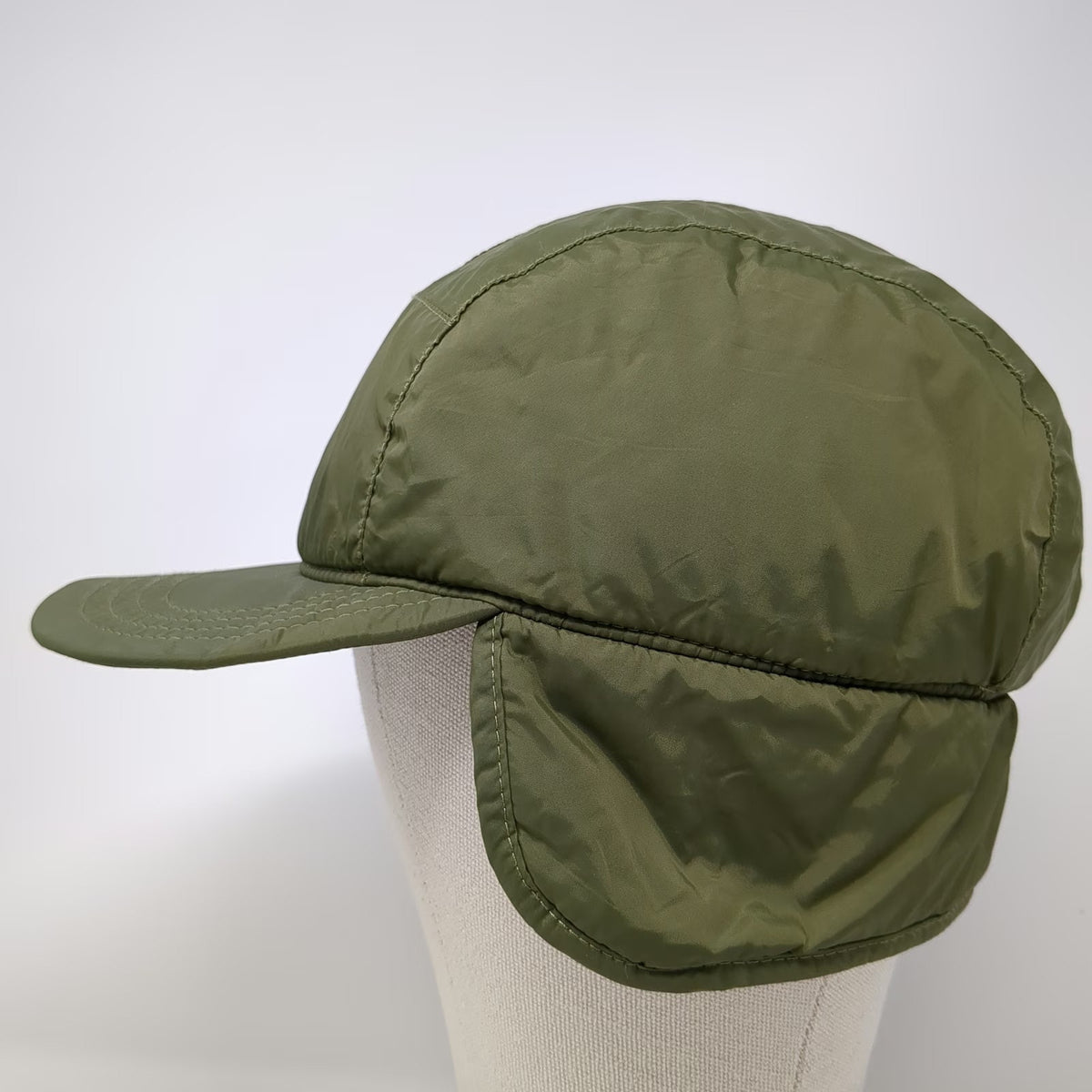 Topo Designs 5 Panel Green Hat One Size Ear Flaps Nylon Padded Winter Cap