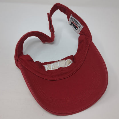SJM Sun Visor Cap Red One Size Adjustable Strap Lightweight Embroidered Anvil