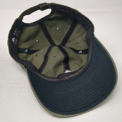 Adidas Baseball Cap Green One Size Adjustable Embroidered Logo Cotton Sport Hat