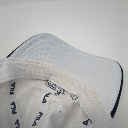 FILA Strapback Hat White One Size Adjustable Embroidered 6 Panel Polyester