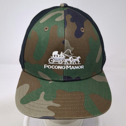 Outdoor Cap Trucker Hat Green One Size Camo Mesh Snapback Pocono Manor Logo