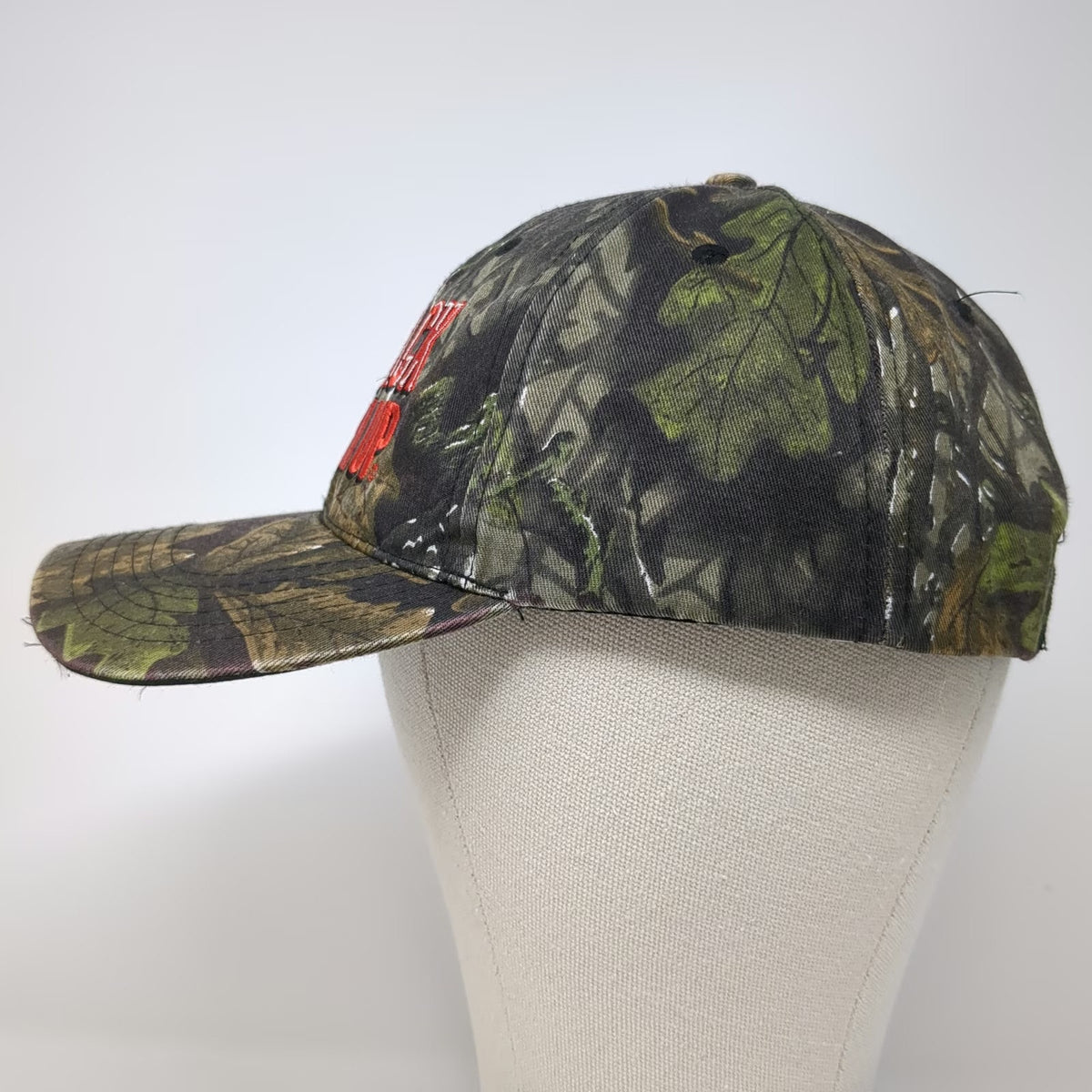 Green Camouflage Baseball Cap OSFM Rack Em Up Buck Deer Hunting Strapback Hat