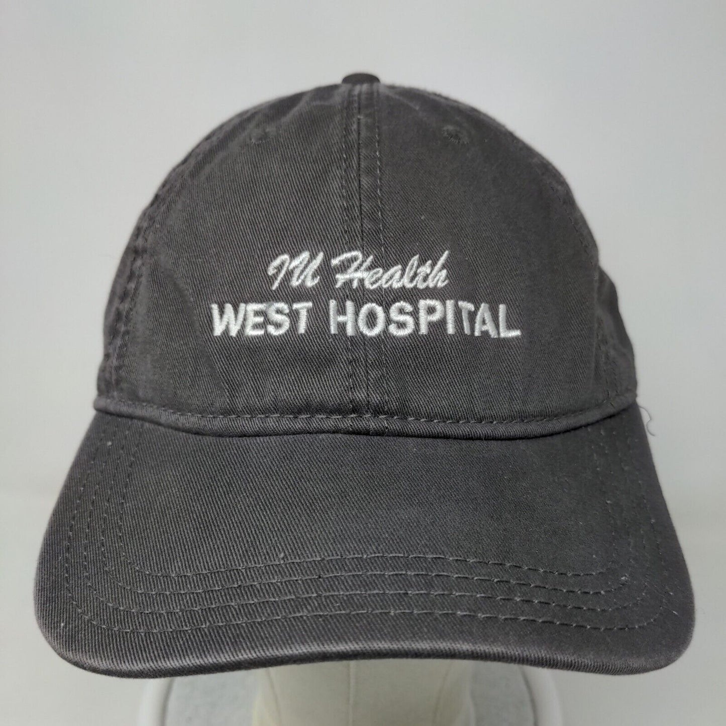 Cap America Men's Strapback Hat Gray Adjustable IU Health West Hospital Logo