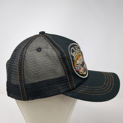 Von Dutch Trucker Hat Black One Size Skull Flames Mesh Snapback Contrast Stitch