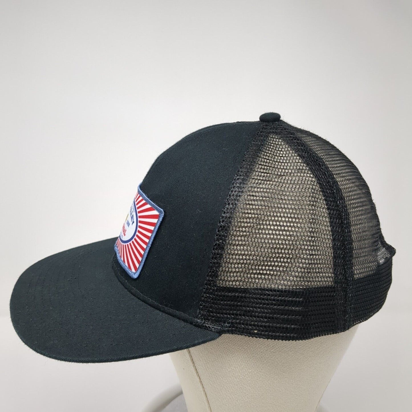 Cactus Alley Patch Snapback Trucker Hat Black One Size Solid Mesh Back