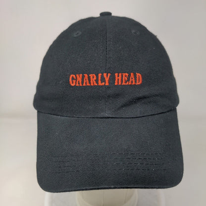 Gnarly Head Strapback Hat Black OSFM Adjustable Embroidered Vented Holes 6 Panel