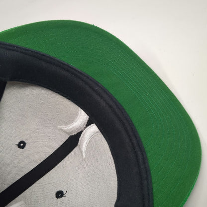 Hurley Baseball Cap Black Green 7 1/4 Fitted Hat Flat Brim Logo Two Tone Wool