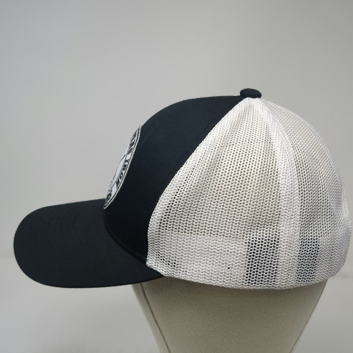 Pacific Headwear Trucker Hat Black White One Size Proverbs 27:17 Crossed Swords