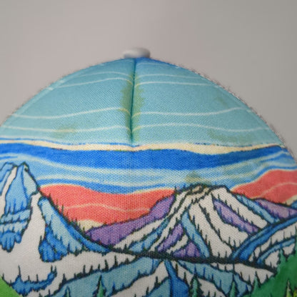 Lean Factory NW Trucker Hat Blue Gray Green One Size Mountain Graphic Snapback