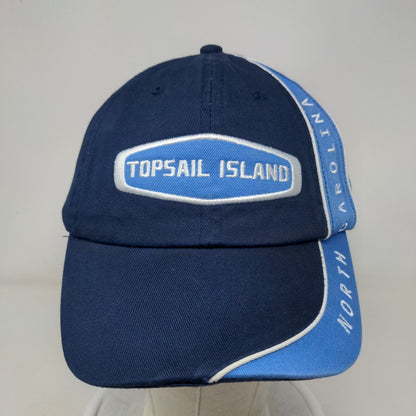 Topsail Island North Carolina Strapback Hat Blue OSFA Embroidered Colorblock