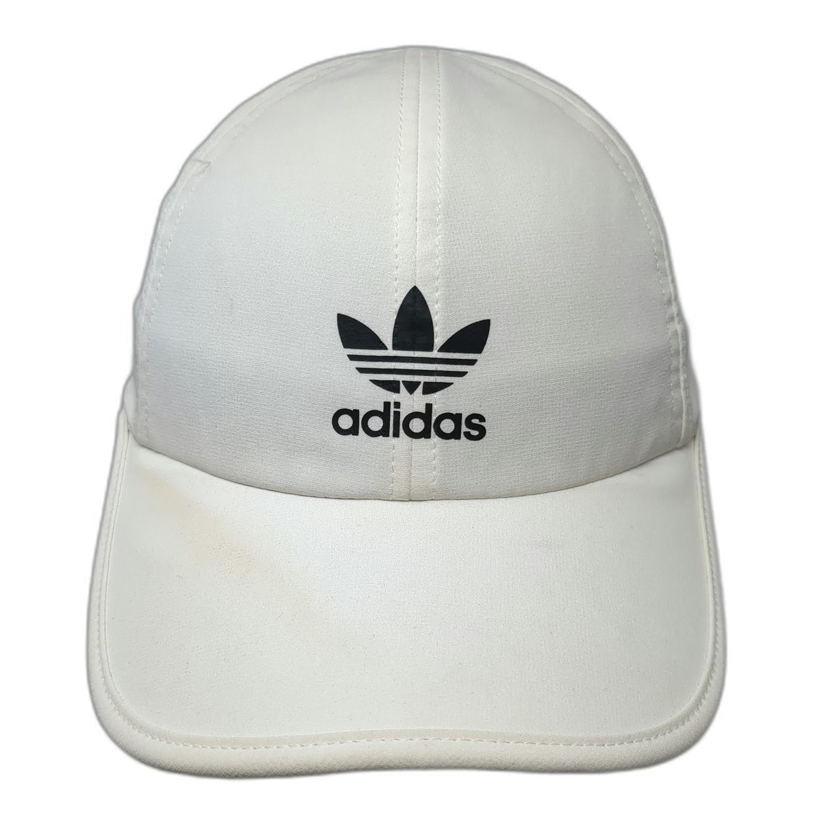 adidas Baseball Cap White One Size 3-Stripe Back Trefoil Logo Stretch Hat