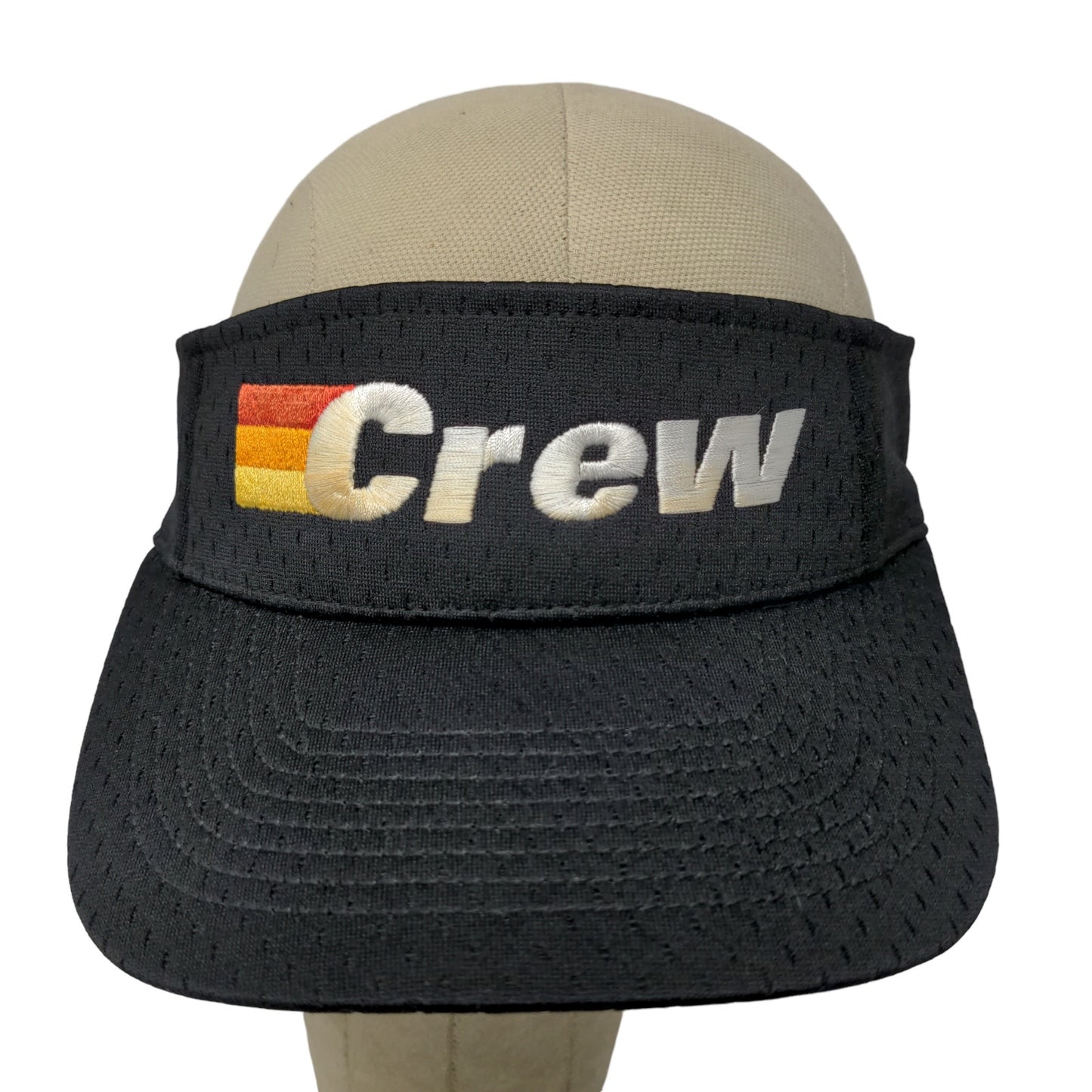 Crew Carwash Men's Strapback Sun Visor Hat Cap Black Embroidered Logo Employee