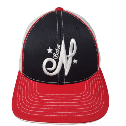 Boise N Fitted Mesh Back Trucker Hat Multi 7 3/8-8 Flexfit Colorblock