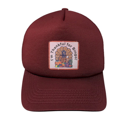I'm Thankful For Bingo Snapback Mesh Back Trucker Hat Red One Size HSQ