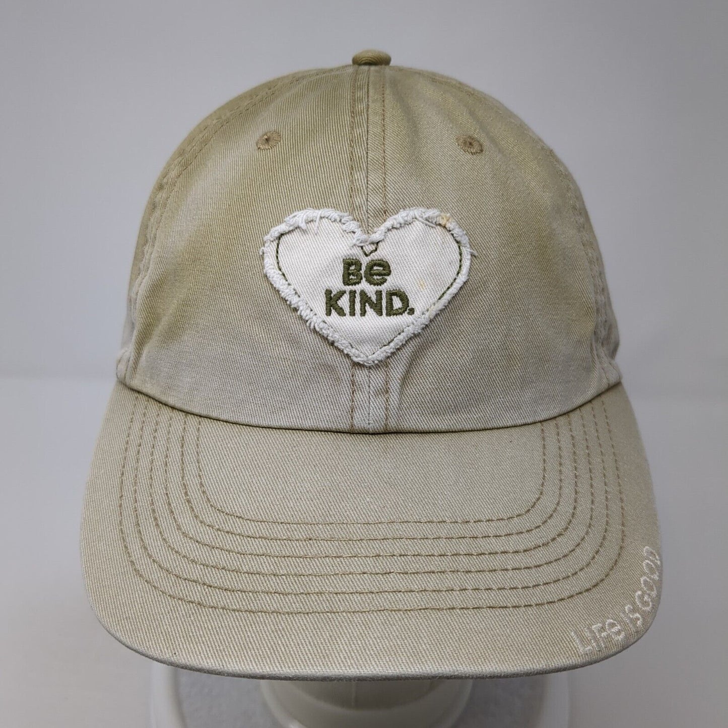 Be Kind Life is Good Slideback Baseball Cap Brown One Size Adjustable Stay True
