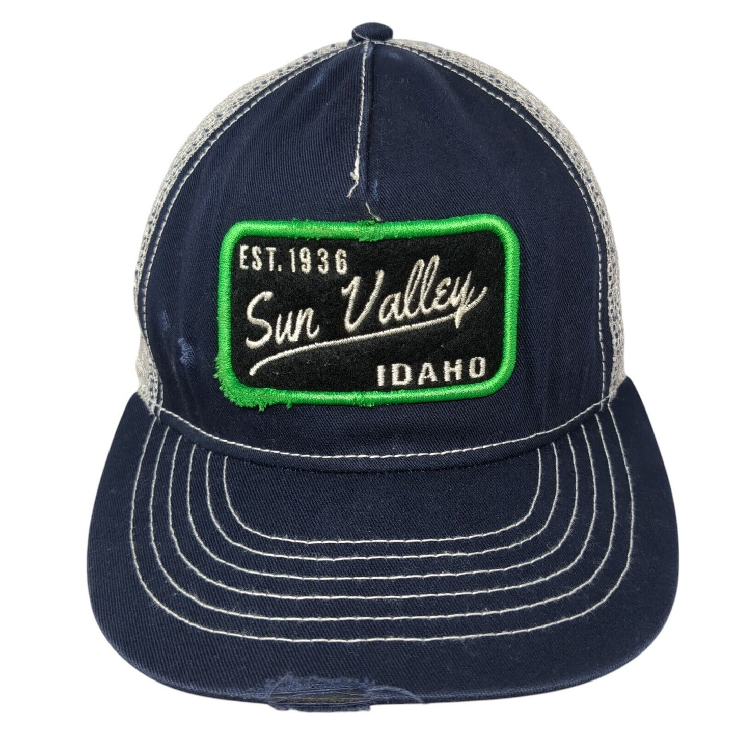 Sun Valley Idaho Snapback Trucker Hat Blue One Size Mesh Back Ouray